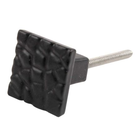 Black Hammered Square Metal Knobs
